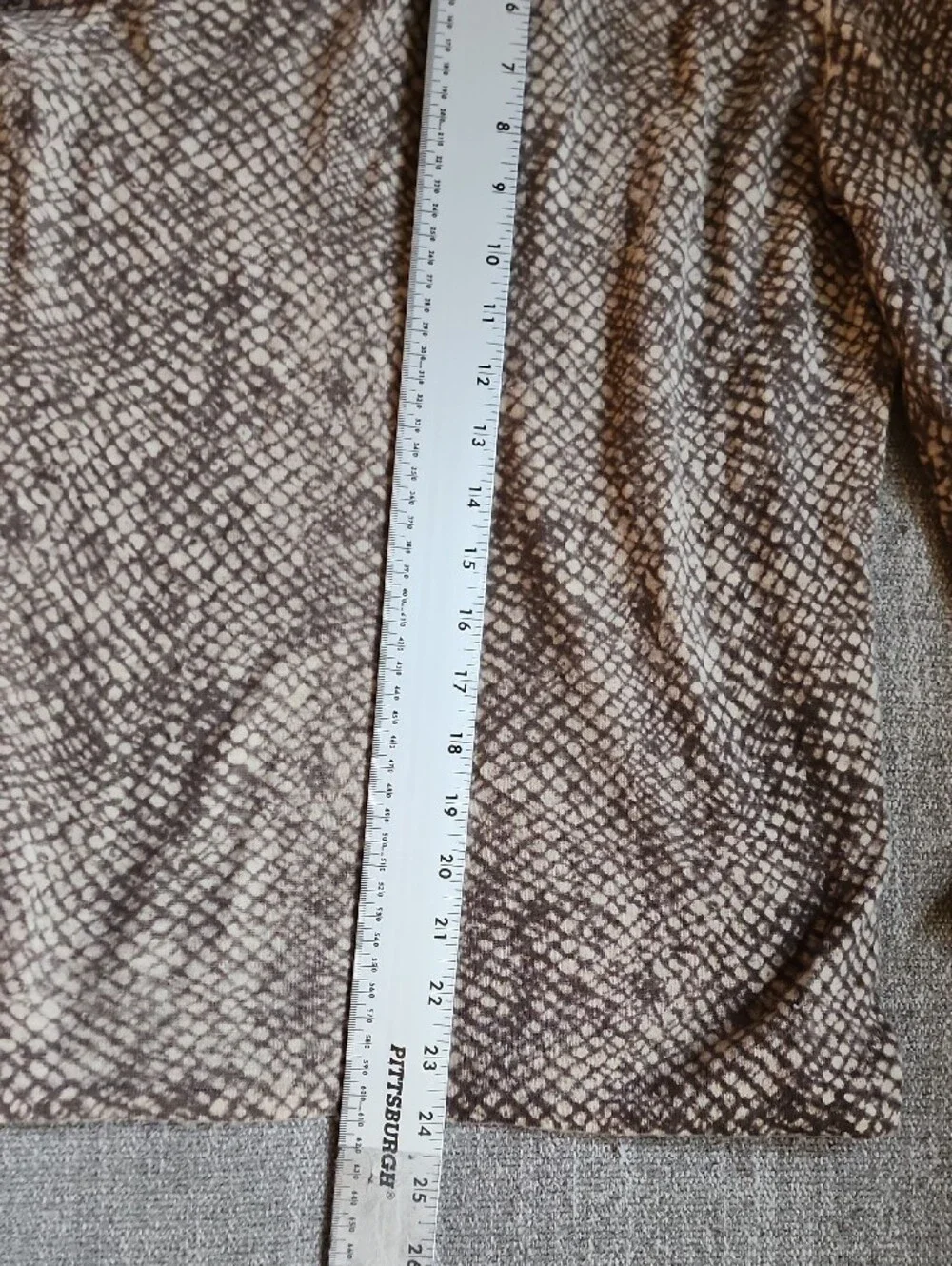 White + Warren Taupe and Cream V-Neck Snake-Print Sweater